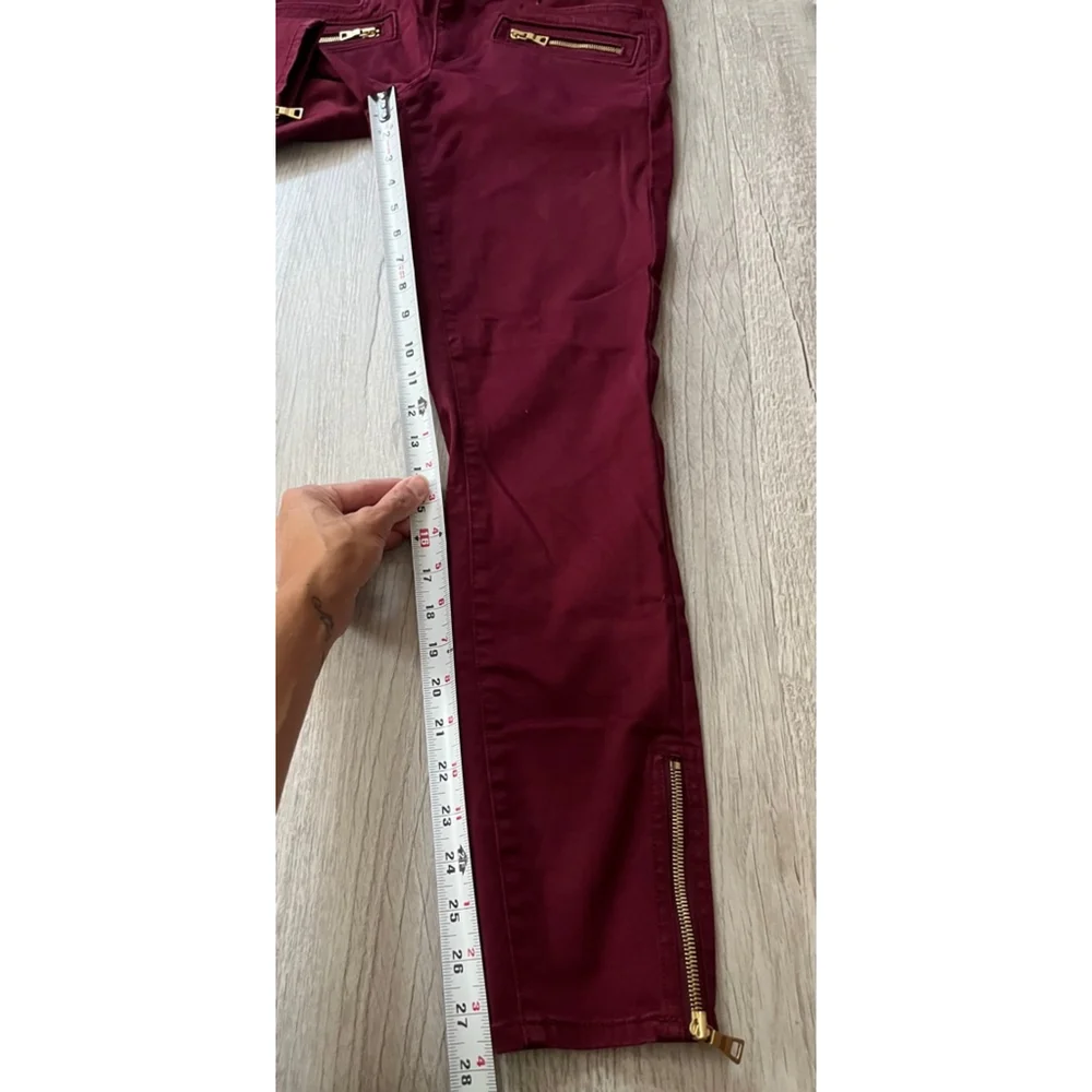 Loft Marisa maroon pants hem zip size 4